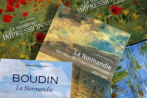 LIVRE SUR LES PEINTRES IMPRESSIONNISTES EN SEINE-MARITIME (76), NORMANDIE, FRANCE (BOUDIN, MONET...) LIBRAIRE INDEPENDANTE 'LA GALERNE', LE HAVRE, SEINE-MARITIME, NORMANDY, FRANCE 