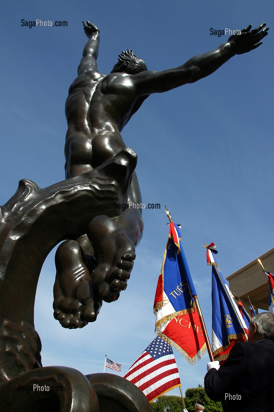 CIMETIERE MILITAIRE AMERICAIN DE COLLEVILLE-SUR-MER, COMMEMORATION DU 6 JUIN 1944 SUR LES PLAGES DU DEBARQUEMENT DE NORMANDIE, CALVADOS (14), NORMANDIE, FRANCE 