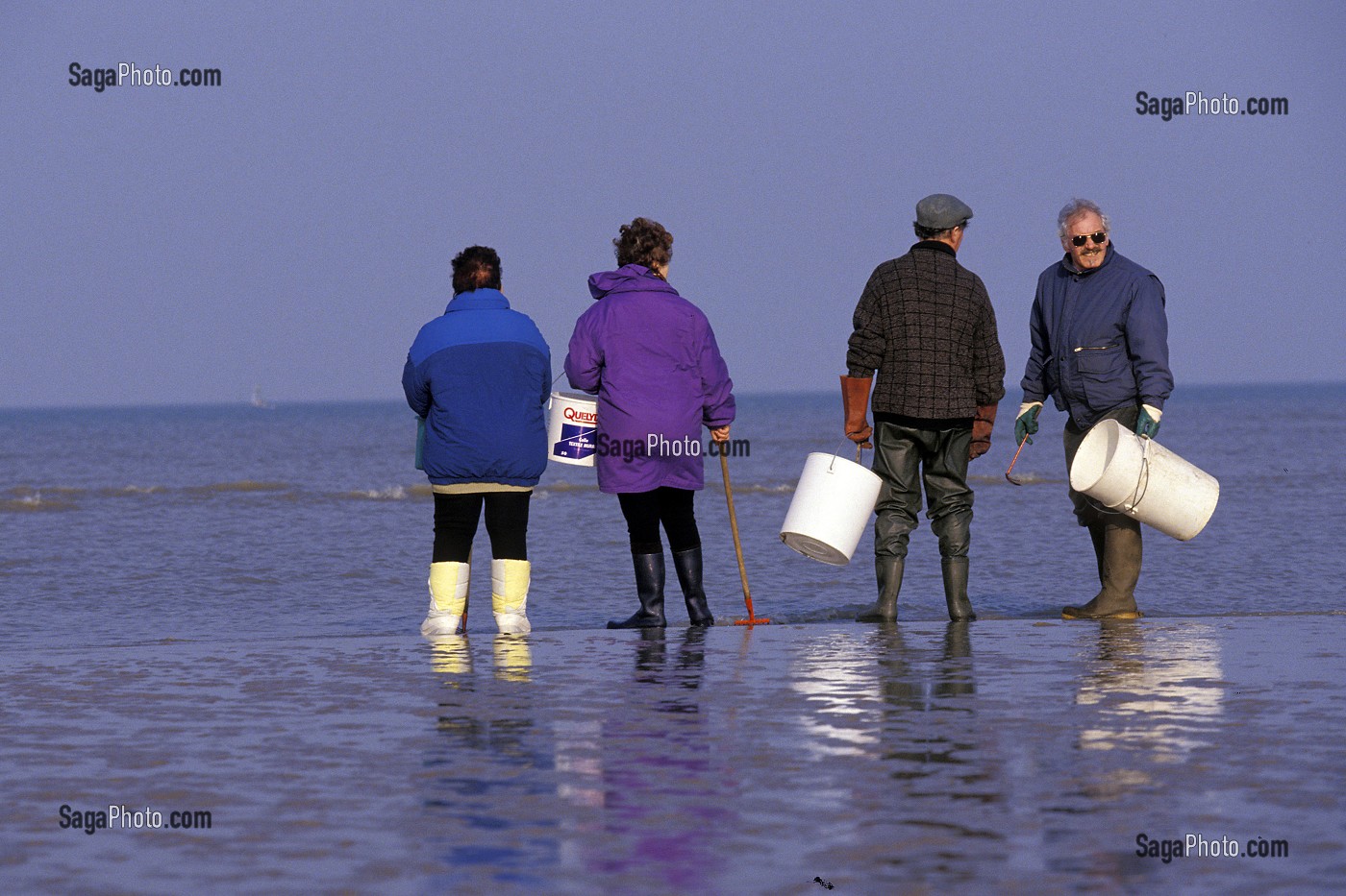 RAMASSAGE DE COQUILLAGES, COURSEULLES-SUR-MER, CALVADOS (14), NORMANDIE, FRANCE 