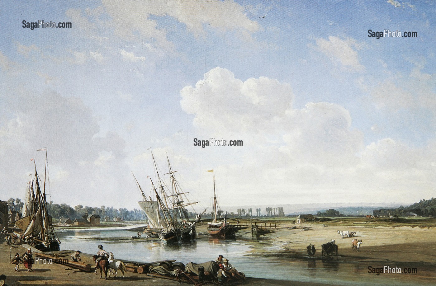 LES QUAIS DE TROUVILLE-SUR-MER PEINT PAR CHARLES MOZIN, VILLA MONTEBELLO, MUSEE DE TROUVILLE-SUR-MER, CALVADOS (14), NORMANDIE, FRANCE, COLLECTION MUSEE DE TROUVILLE-SUR-MER 