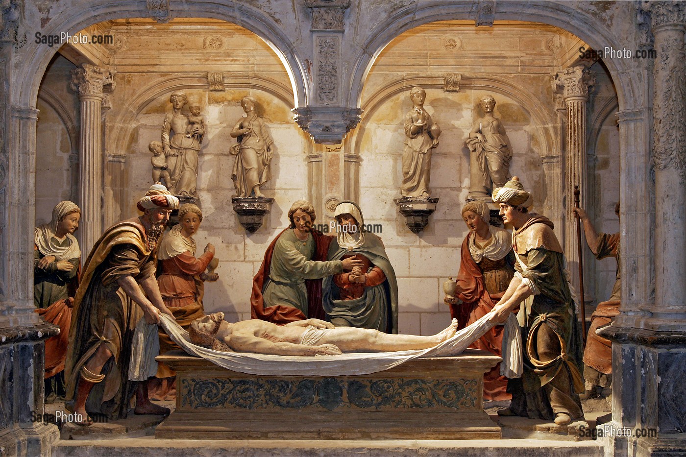 MISE AU TOMBEAU, CRYPTE, CATHEDRALE, BOURGES, CHER (18), FRANCE 