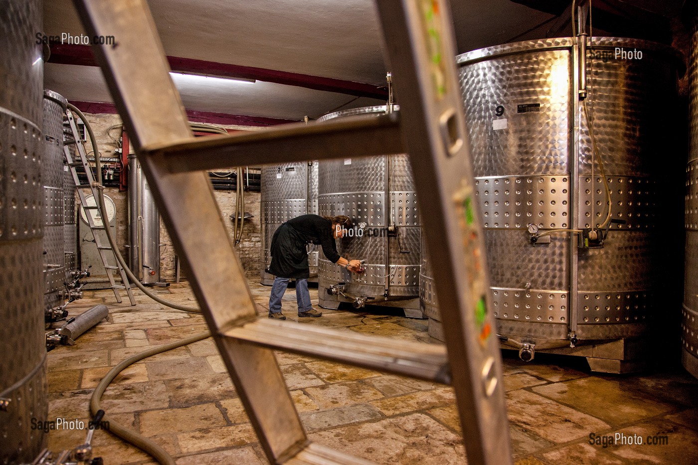 CUVES EN INOX, DOMAINE TAUPENOT, MOREY-SAINT-DENIS, COTE D’OR (21), BOURGOGNE, FRANCE 