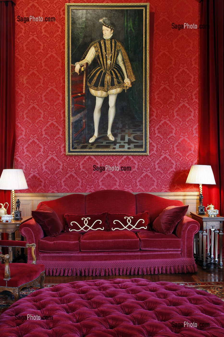 PORTRAIT DE CHARLES IX, SALLE DES GARDES, CHATEAU D'ANET, CONSTRUIT EN 1550 PAR PHILIBERT DE L'ORME POUR DIANE DE POITIERS, FAVORITE D'HENRI II, EURE-ET-LOIR (28), FRANCE 