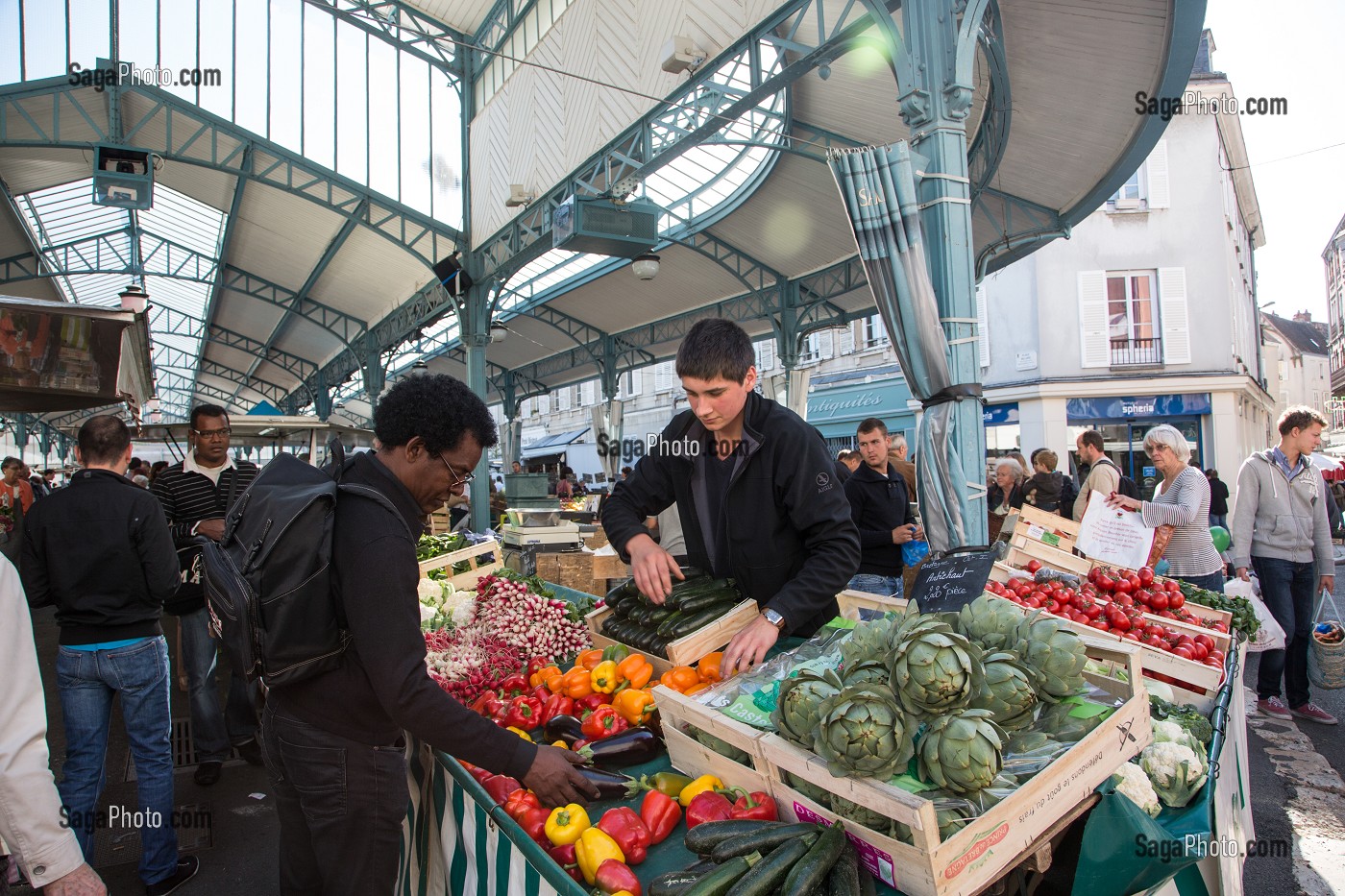 LES HALLES DU MARCHE AUX LEGUMES DE LA PLACE BILLARD, CHARTRES, EURE-ET-LOIR (28), FRANCE 