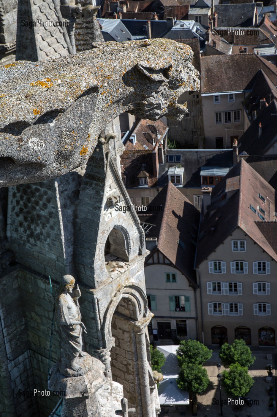 VUE DEPUIS LES TOITS DE LA CATHEDRALE NOTRE-DAME DE CHARTRES, PATRIMOINE MONDIAL DE L'UNESCO, EURE-ET-LOIR (28), FRANCE 