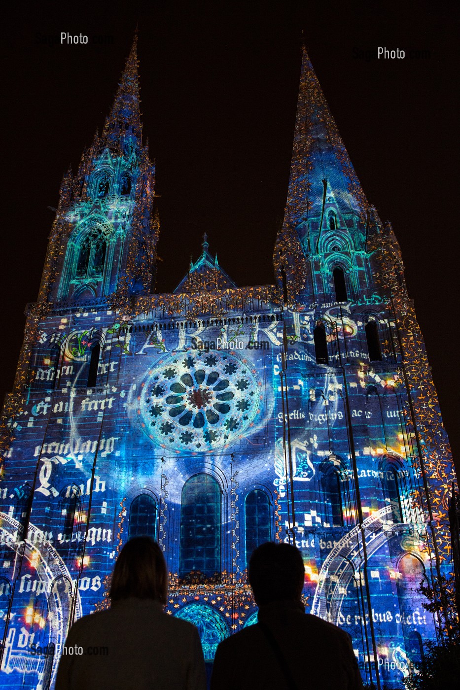 FESTIVAL DE CHARTRES EN LUMIERES SUR LE PORTAIL ROYAL DE LA CATHEDRALE NOTRE-DAME, CHARTRES, EURE-ET-LOIR (28), FRANCE 