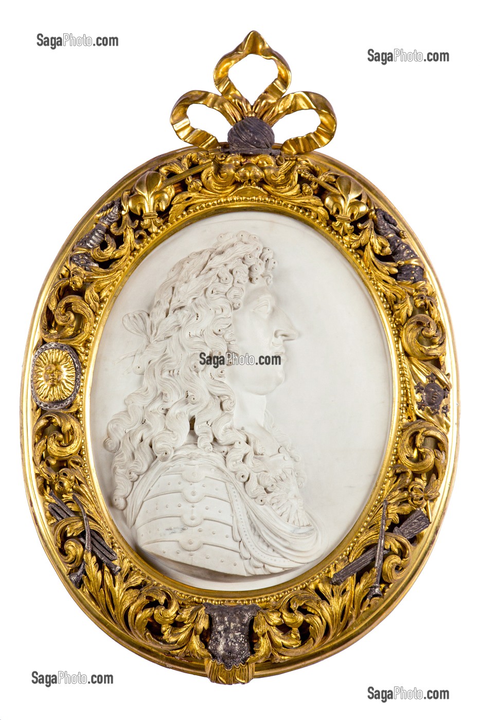 MEDAILLON REPRESENTANT LE ROI LOUIS XIV DANS LE PASSAGE DES BOISERIES, CHATEAU DE MAINTENON, EURE-ET-LOIR (28), FRANCE 