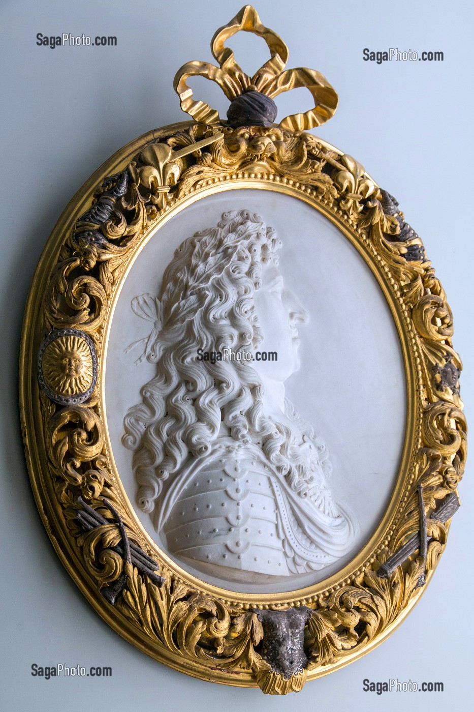 MEDAILLON REPRESENTANT LE ROI LOUIS XIV DANS LE PASSAGE DES BOISERIES, CHATEAU DE MAINTENON, EURE-ET-LOIR (28), FRANCE 