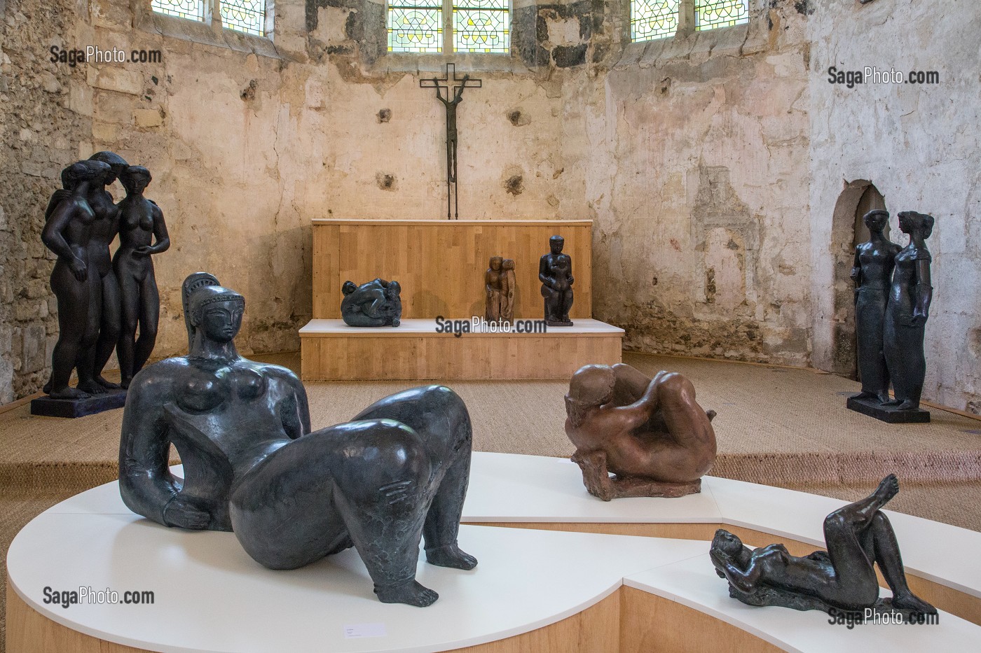 EXPOSITION DE L'ARTISTE SCULPTEUR ANTONIUCCI VOLTI (1915-1989), ANCIENNE EGLISE SAINT-NICOLAS, CHATEAU DE MAINTENON (28), FRANCE 