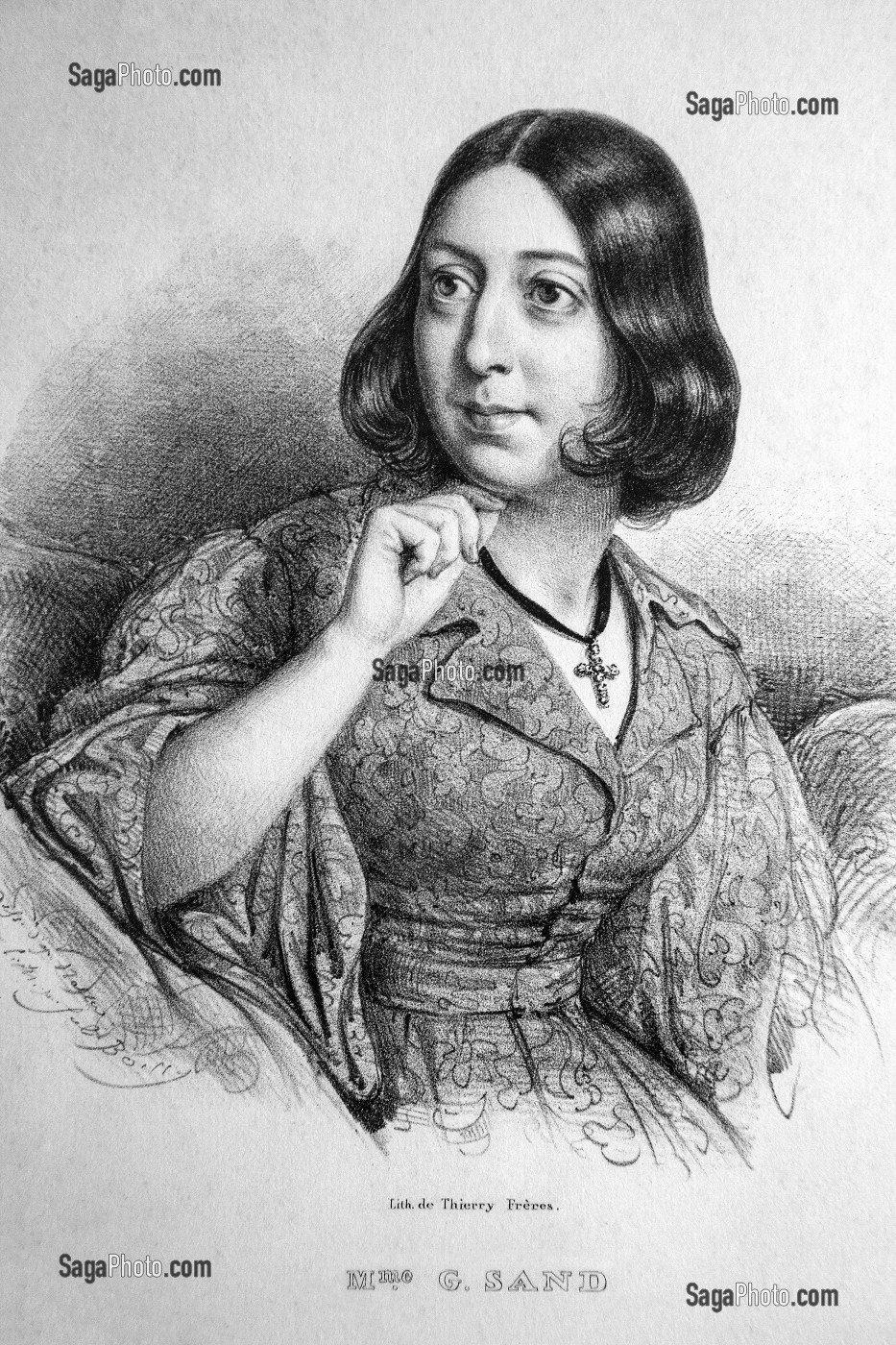 LITHOGRAPHIE DE MADAME GEORGE SAND PAR THIERRY FRERES, DOMAINE GEORGE SAND, LA VALLEE NOIRE ET LE ROMANTISME DANS LE BERRY, NOHANT-VIC (36), FRANCE 