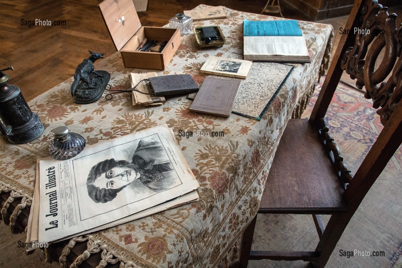 LE PETIT ILLUSTRE, BUREAU DE MAURICE DUDEVANT-SAND, DOMAINE GEORGE SAND, LA VALLEE NOIRE ET LE ROMANTISME DE GEORGE SAND DANS LE BERRY, NOHANT-VIC (36), FRANCE 