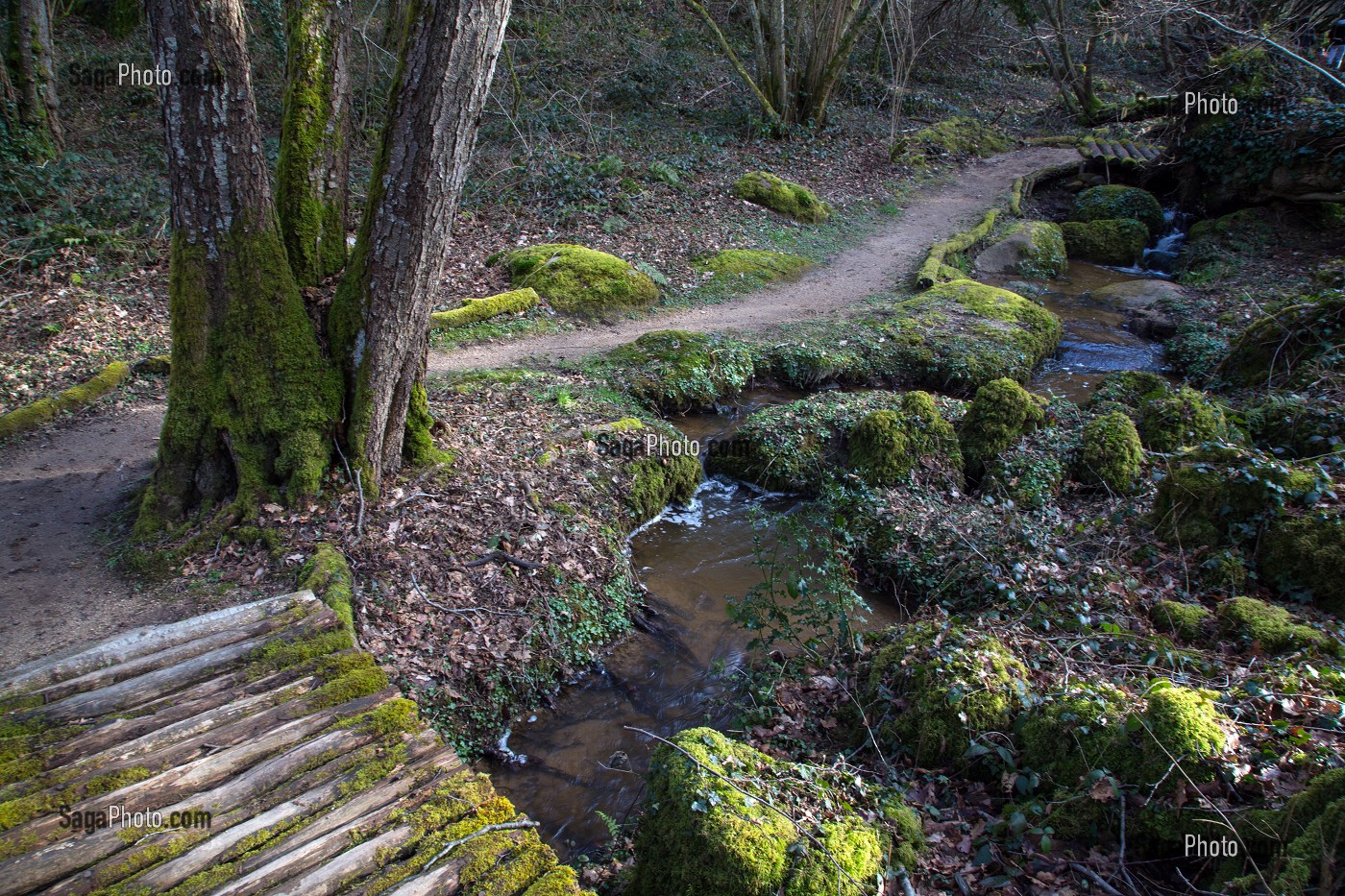 LE PARC DE PARELLES, ANCIENNE CARRIERE DE GRANIT, SOURCE D'INSPIRATION DES LEGENDES RUSTIQUES DE GEORGE SAND, CREVANT, LA VALLEE NOIRE DANS LE BERRY (36), FRANCE 