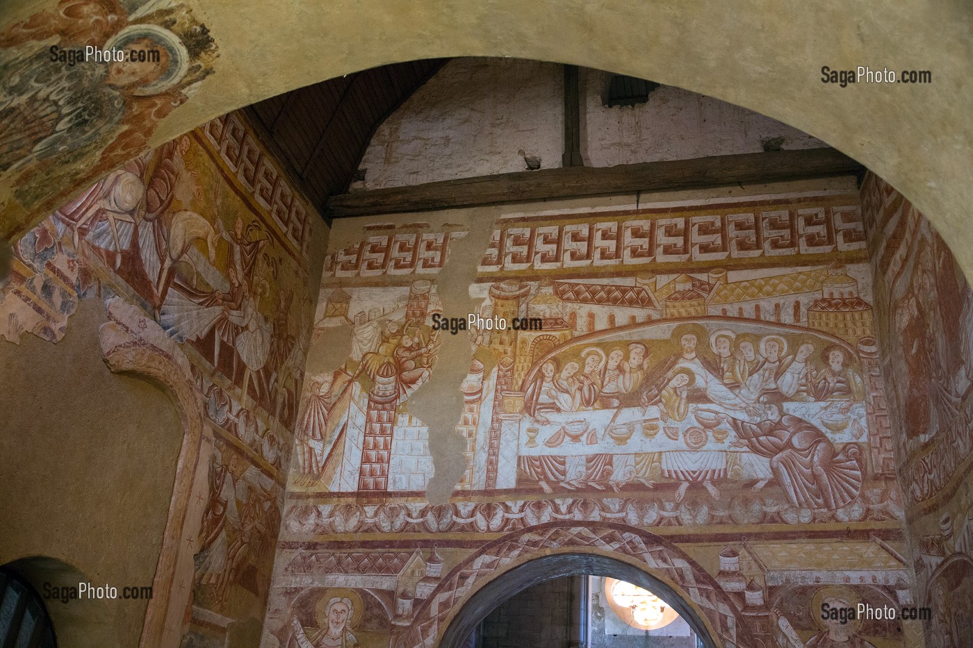 LES FRESQUES RELIGIEUSES DE L'EGLISE SAINT-MARTIN DE VIC, CLASSEES EN 1850 GRACE A L'INTERVENTION DE GEORGE SAND, LE ROMANTISME DE LA VALLEE NOIRE DE GEORGE SAND DANS LE BERRY (36), FRANCE 