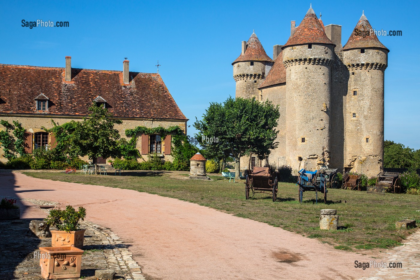 CHATEAU DE SARZAY, ANCIENNE FORTERESSE FEODALE DES 14 ET 15 EME SIECLE, LA VALLEE NOIRE DE GEORGE SAND DANS LE BERRY (36), FRANCE 