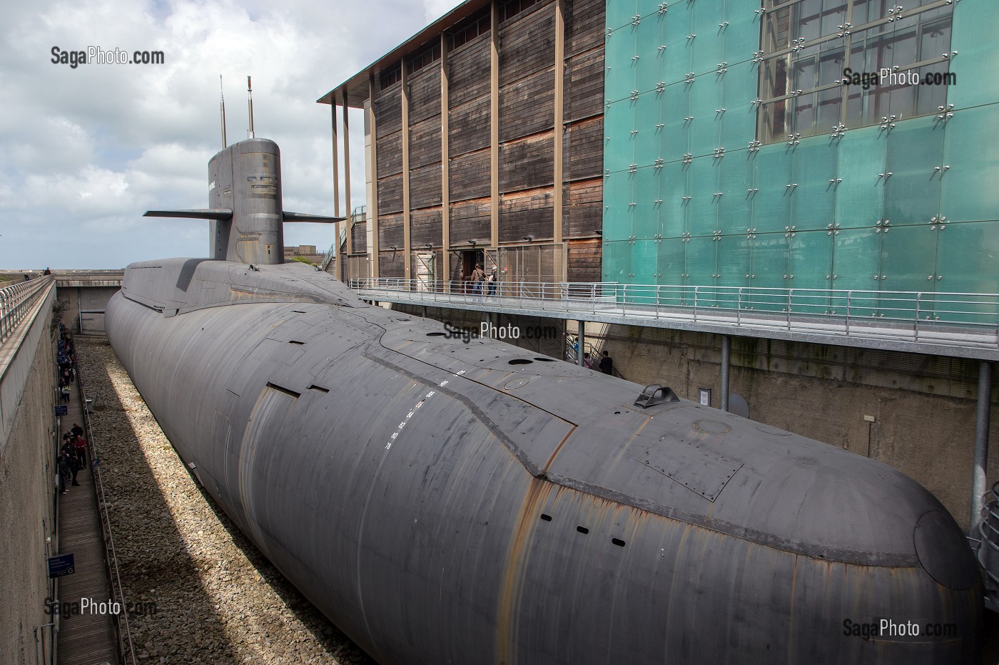 SOUS-MARIN ' LE REDOUTABLE ', PREMIER SOUS-MARIN NUCLEAIRE LANCEUR D'ENGINS FRANCAIS, LANCE LE 29 MARS 1967 A CHERBOURG PAR LE GENERAL DE GAULLE, GARE MARITIME TRANSATLANTIQUE, CHERBOURG-OCTEVILLE, MANCHE (50), FRANCE 