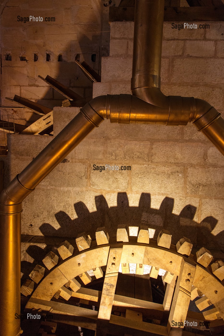 RECONSTITUTION DE LA MACHINE HYDRAULIQUE ELEVATOIRE DE JACQUES DE MANSE, CONSTRUITE EN 1680 POUR ALIMENTER EN EAU LE JARDIN OCCIDENTAL DU GRAND CONDE, PAVILLON DE MANSE OU MOULIN DES PRINCES, DOMAINE DU CHATEAU DE CHANTILLY, OISE (60), FRANCE 