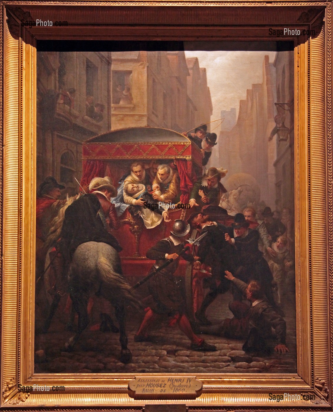 TABLEAU REPRESENTANT L'ASSASSINAT D'HENRI IV ET L'ARRESTATION DE RAVAILLAC EN 1610, PEINTURE DE GUSTAVE HOUSEZ, CHATEAU DE PAU, PYRENEES ATLANTIQUES (64), AQUITAINE, FRANCE 