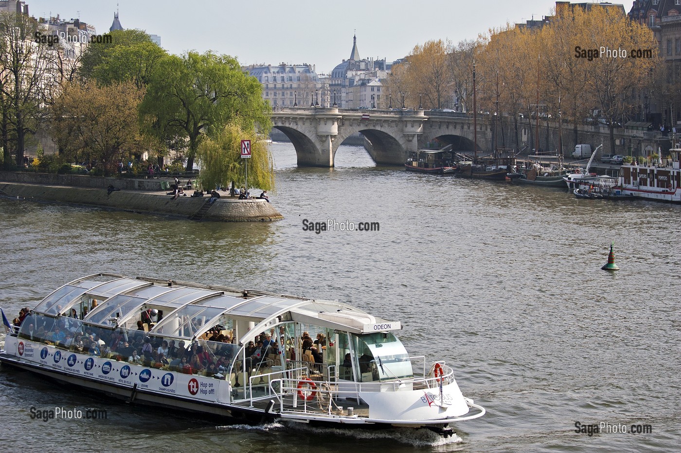 BATEAU MOUCHE SUR LA SEINE, ILE DE LA CITE, PARIS (75), FRANCE