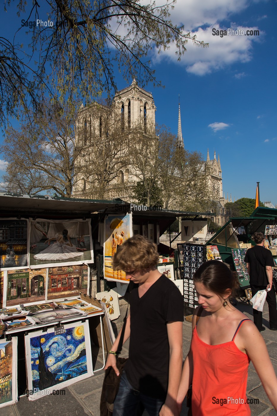 BOUQUINISTES, NOTRE-DAME DE PARIS, QUAI MONTEBELLO, PARIS, ILE-DE-FRANCE, FRANCE 