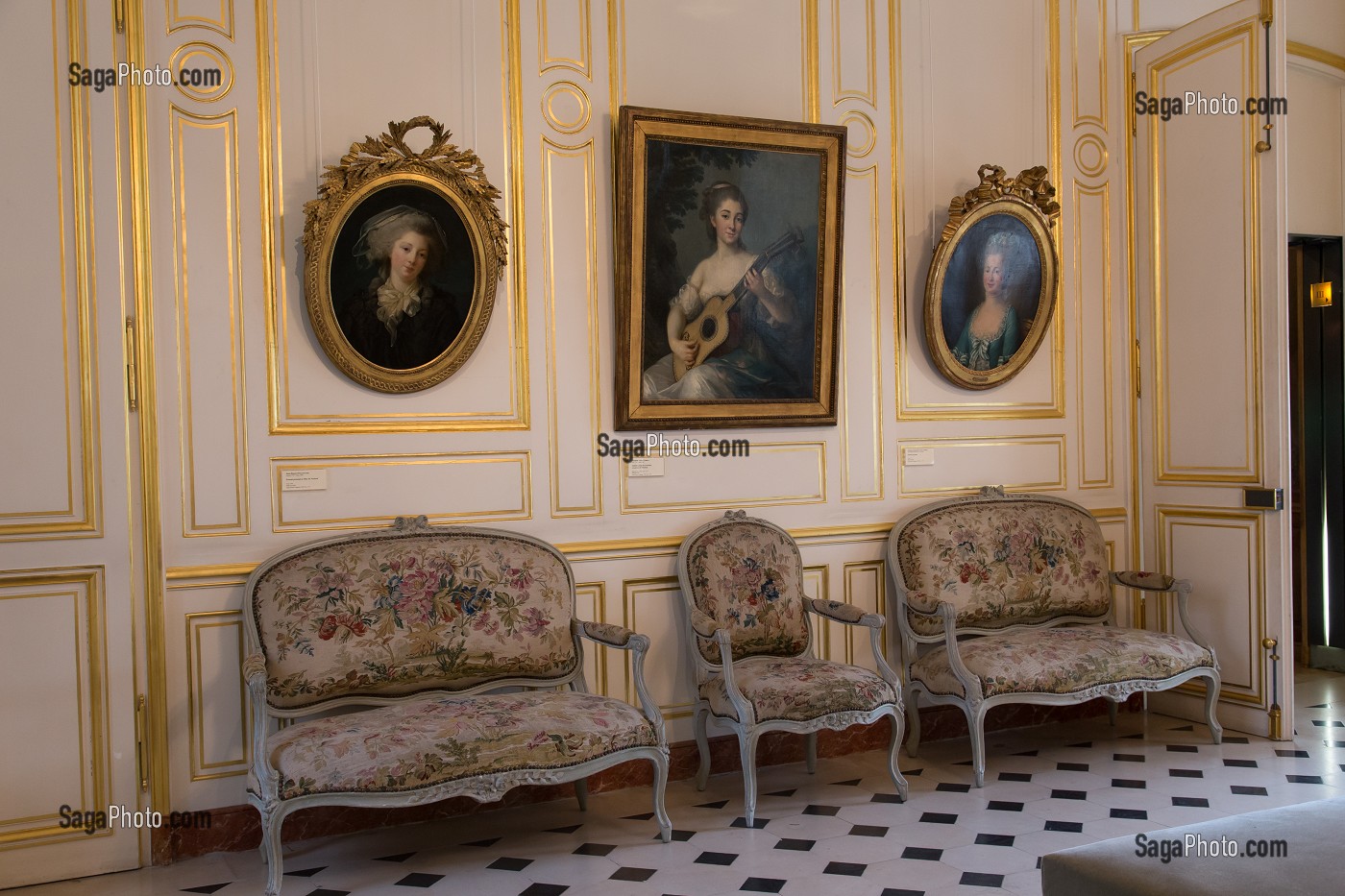 BOISERIES DU GRAND SALON, MUSEE COGNACQ JAY, HOTEL DE DONON, CE MUSEE PRESENTE UNE COLLECTION D'OEUVRES ET D'OBJETS D'ART DU XVIIIEME SIECLE ISSUE DU LEGS D'ERNEST COGNACQ, 3EME ARRONDISSEMENT, PARIS (75), ILE-DE-FRANCE, FRANCE 