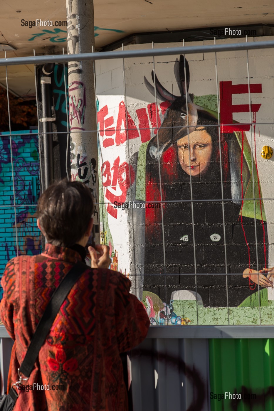 STREET ART, ART DE RUE, FACE A LA SEINE 105 ARTISTES INTERNATIONAUX ONT FAIT D'UN IMMEUBLE CONDAMNE A LA DESTRUCTION, PARIS (75), ILE-DE-FRANCE, FRANCE 