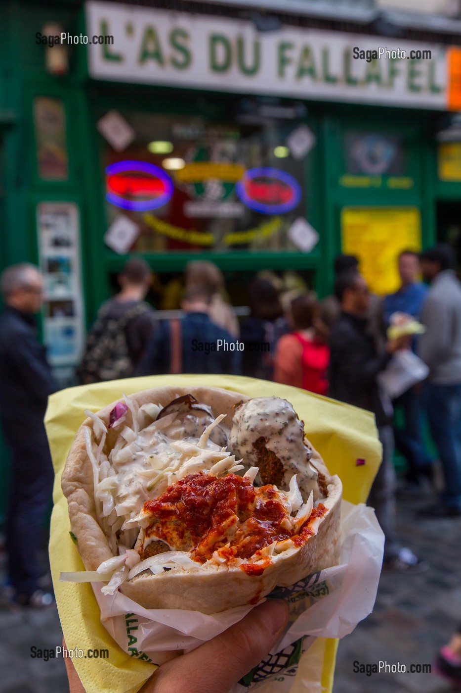FALAFEL, L'AS DU FALAFEL, RUE DES ROSIERS, 4EME ARRONDISSEMENT, PARIS (75), ILE-DE-FRANCE, FRANCE 
