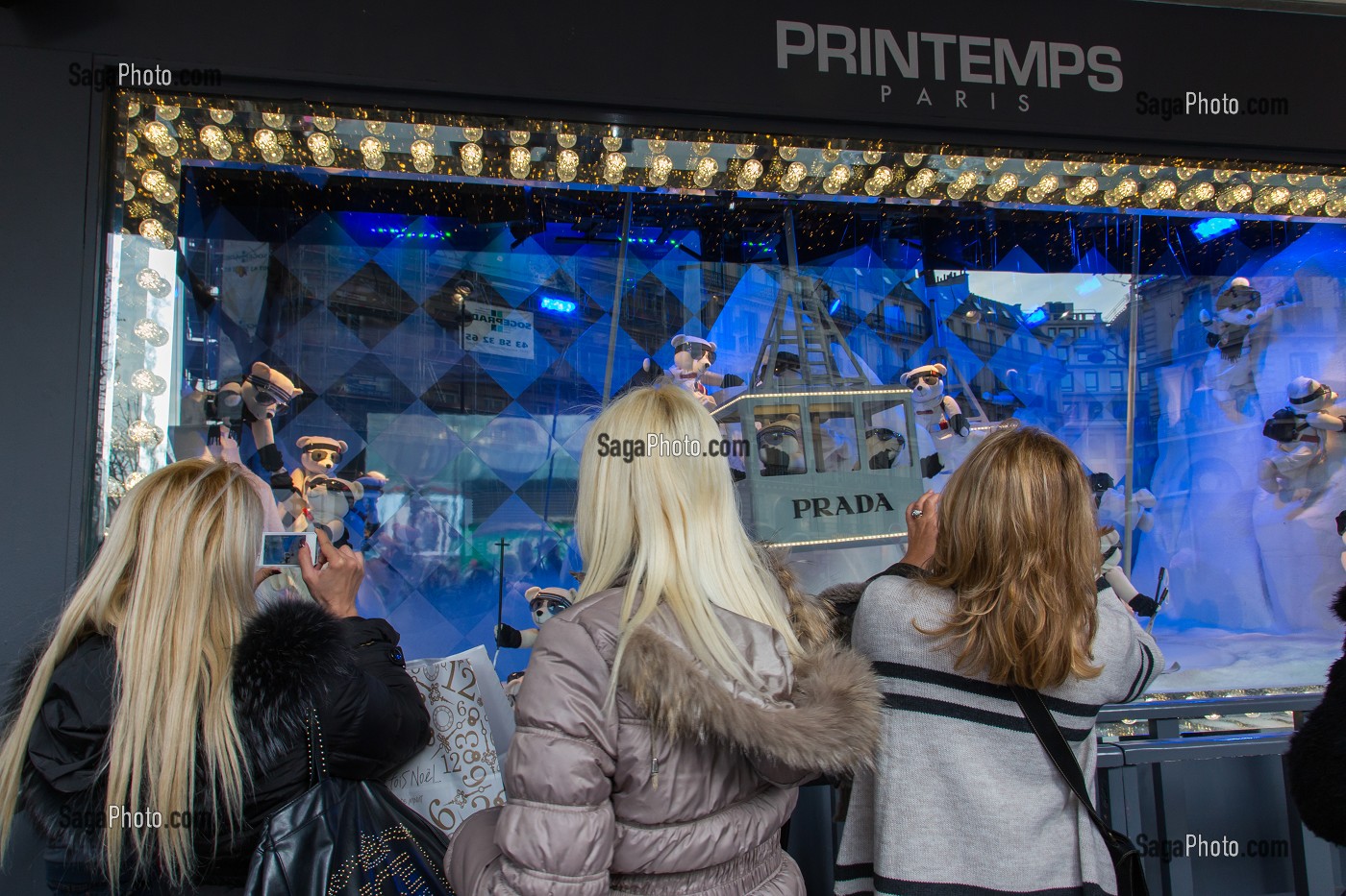 VITRINES DE NOEL DES GRANDS MAGASINS, PRINTEMPS-HAUSSMANN, 9 EME ARRONDISSEMENT, PARIS (75), ILE-DE-FRANCE, FRANCE 