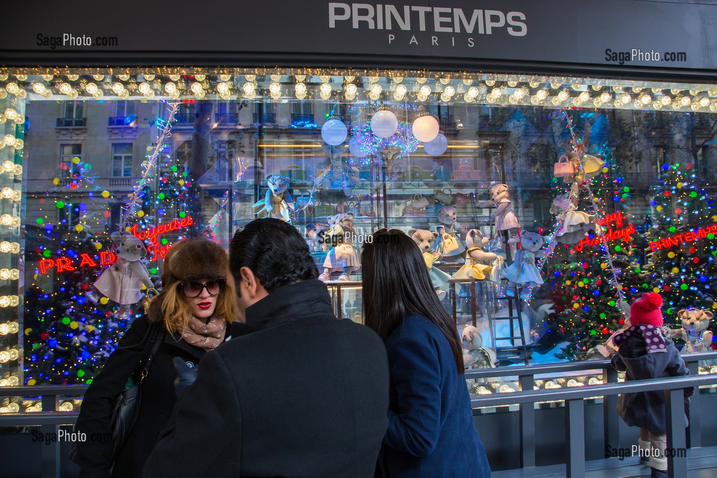 VITRINES DE NOEL DES GRANDS MAGASINS, PRINTEMPS-HAUSSMANN, 9 EME ARRONDISSEMENT, PARIS (75), ILE-DE-FRANCE, FRANCE 