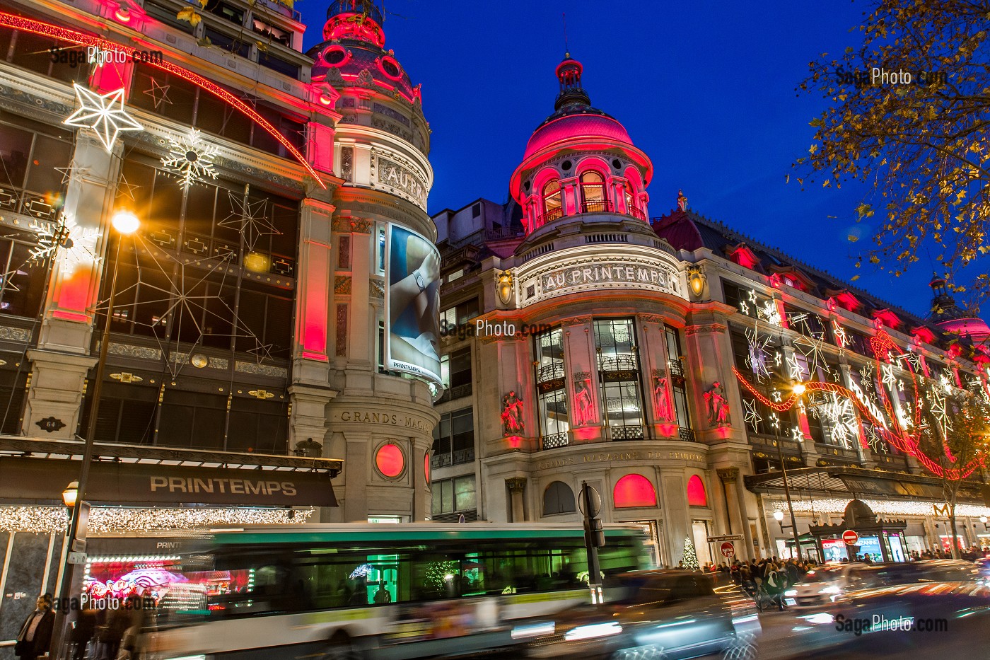 ILLUMINATION DES GRANDS MAGASINS SUR LES GRANDS BOULEVARDS, LE PRINTEMPS-HAUSSMANN, 9 EME ARRONDISSEMENT, PARIS (75), ILE-DE-FRANCE, FRANCE 