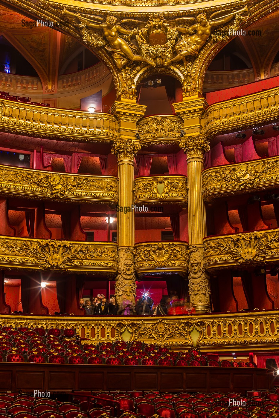 BALCONS ET DECOR INTERIEUR DE L'OPERA GARNIER, PALAIS GARNIER, 9 EME ARRONDISSEMENT, (75), PARIS, ILE-DE-FRANCE, FRANCE 