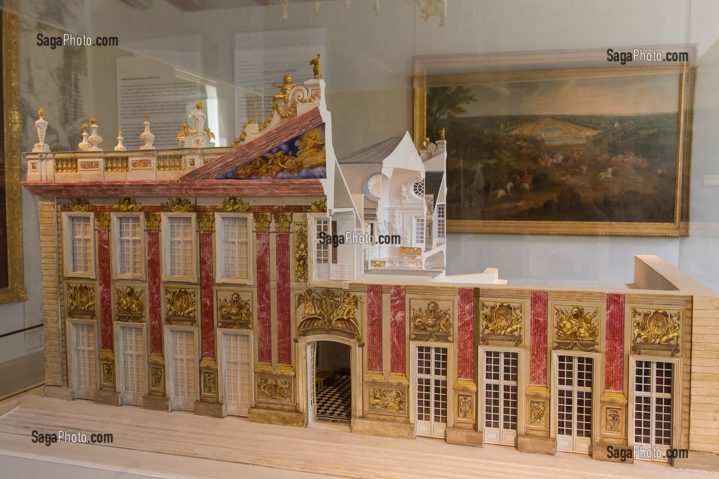 MAQUETTE DU PAVILLON ROYAL TEL QU' IL ETAIT EN 1715, MUSEE PROMENADE, PARC ROYAL DE MARLY, DOMAINE NATIONAL DE MARLY-LE-ROI, YVELINES (78), FRANCE 