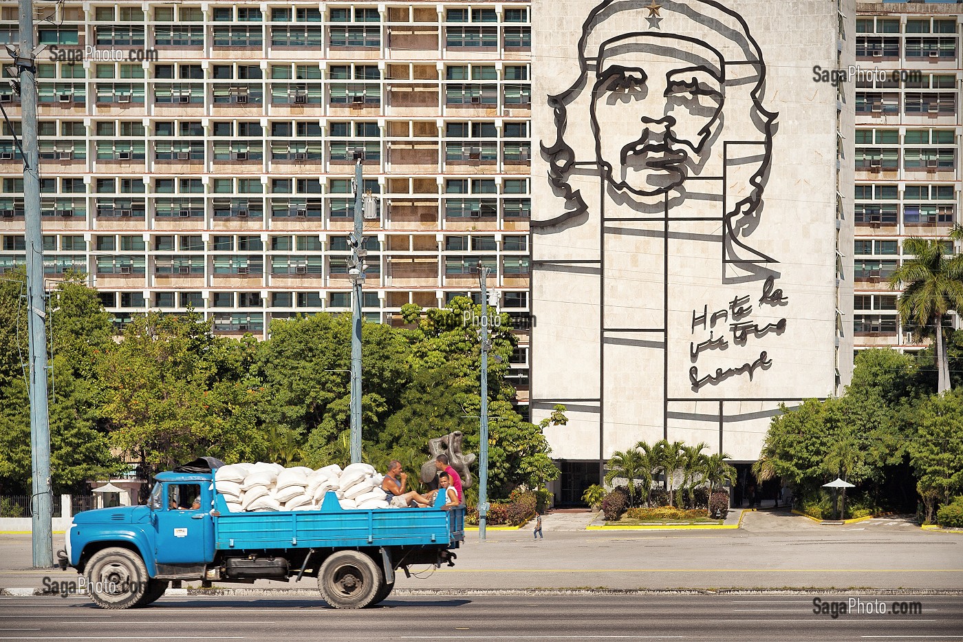REPRESENTATION MURALE DU CHE, ERNESTO GUEVARA, SUR LA PLACE DE LA REVOLUTION, PLAZA DE LA REVOLUCION, LA HAVANE, CUBA, CARAIBES 