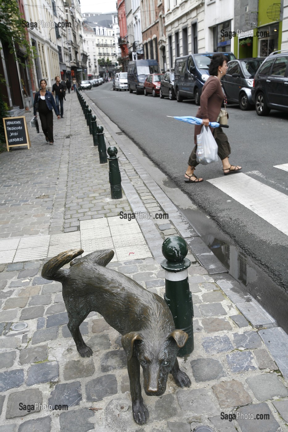 LE ZINNEKE PIS, (CHIEN BATARD EN BRUXELLOIS) EN TRAIN D'URINER, PETIT CLIN D'OEIL AU MANNEKEN PIS 