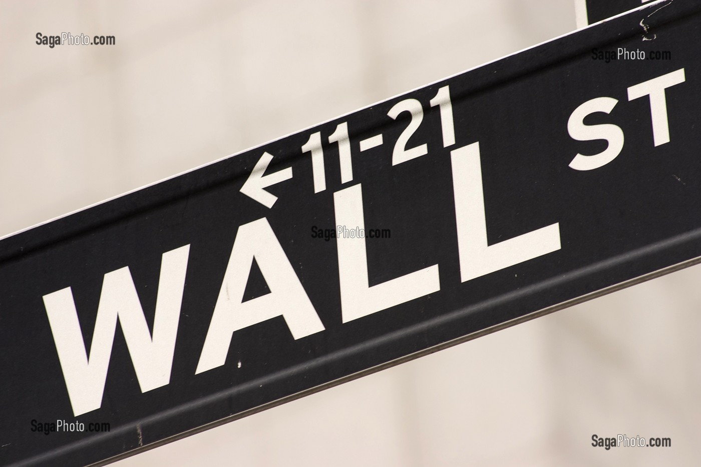 PANNEAU INDIQUANT LA RUE WALL STREET, QUARTIER FINANCIER, FINANCIAL DISTRICT, CAPITALISME, PUISSANCE AMERICAINE, BOURSE DE NEW YORK, FINANCE, ECONOMIE, MANHATTAN, NEW YORK, ETATS-UNIS D'AMERIQUE, USA 