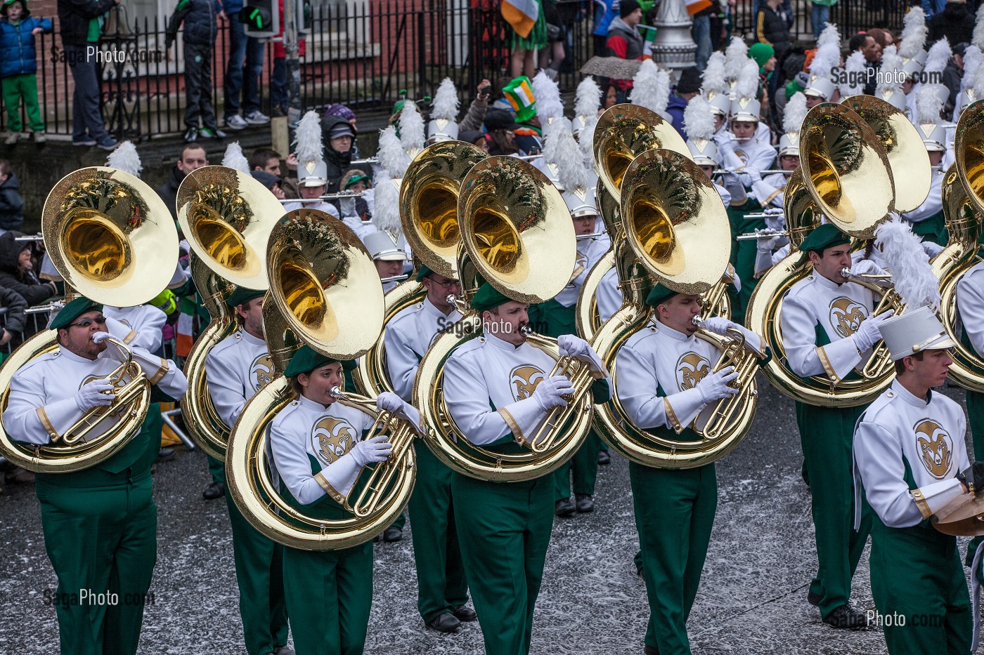 PARADE ET DEFILE EN MUSIQUE POUR LA FETE DE LA SAINT-PATRICK, SAINT PATRICK’S DAY, DUBLIN, IRLANDE 
