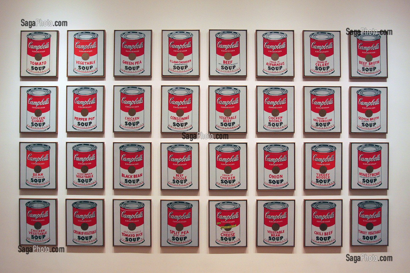 BOITES DE SOUPE CAMPBELL'S PAR D'ANDY WARHOL, OEUVRE 'POP ART' EXPOSEE AU MOMA (MUSEUM OF MODERN ART), MUSEE D'ART MODERNE, QUARTIER DE MIDTOWN, MANHATTAN, NEW YORK CITY, ETAT DE NEW YORK, ETATS-UNIS 