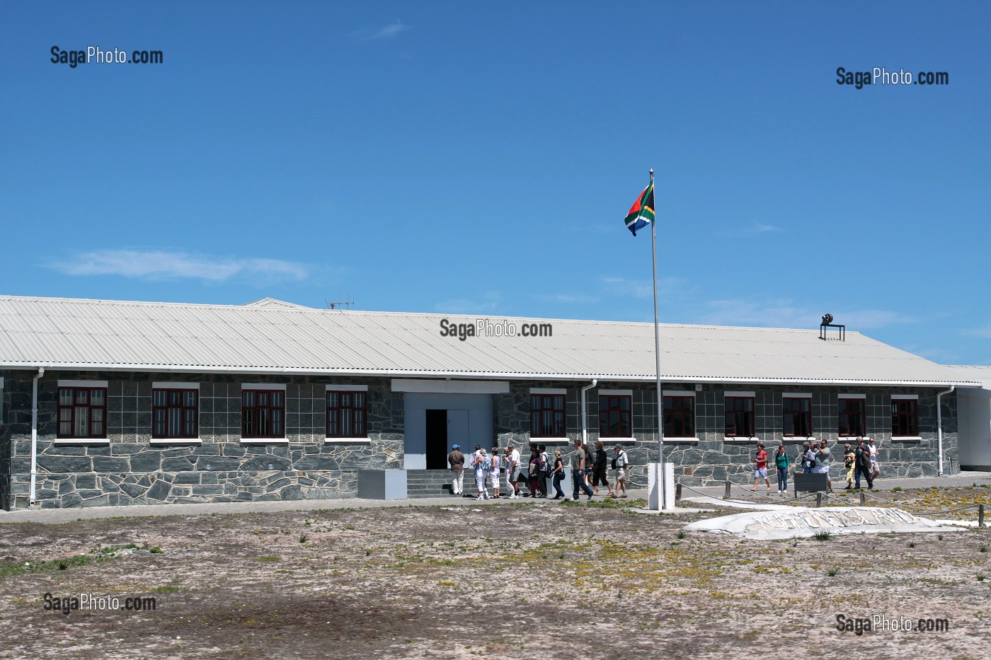 BATIMENT PRINCIPAL DE L'ANCIENNE PRISON OU NELSON MANDELA FUT EMPRISONNE PENDANT L'APARTHEID, ILE DE ROBBEN ISLAND, BAIE DU CAP, PROVINCE DU CAP OCCIDENTAL, AFRIQUE DU SUD 