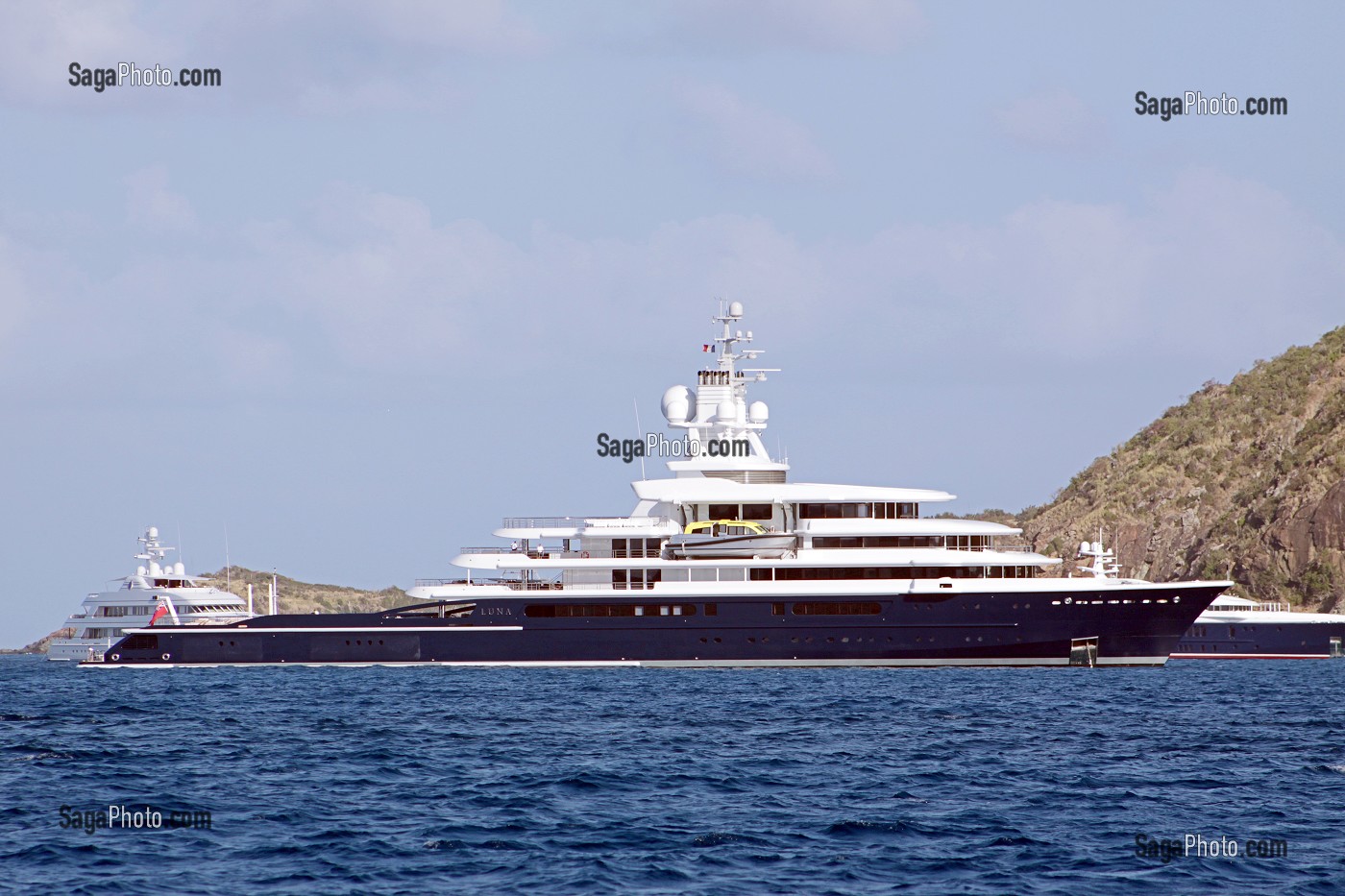 YACHT APPARTENANT A L'HOMME D'AFFAIRES RUSSE ROMAN ABRAMOVICH, PROPRIETAIRE DE L'EQUIPE DE FOOTBALL ANGLAISE DE CHELSEA, ILE DE SAINT-BARTHELEMY, PETITES ANTILLES FRANCAISES, CARAIBES 