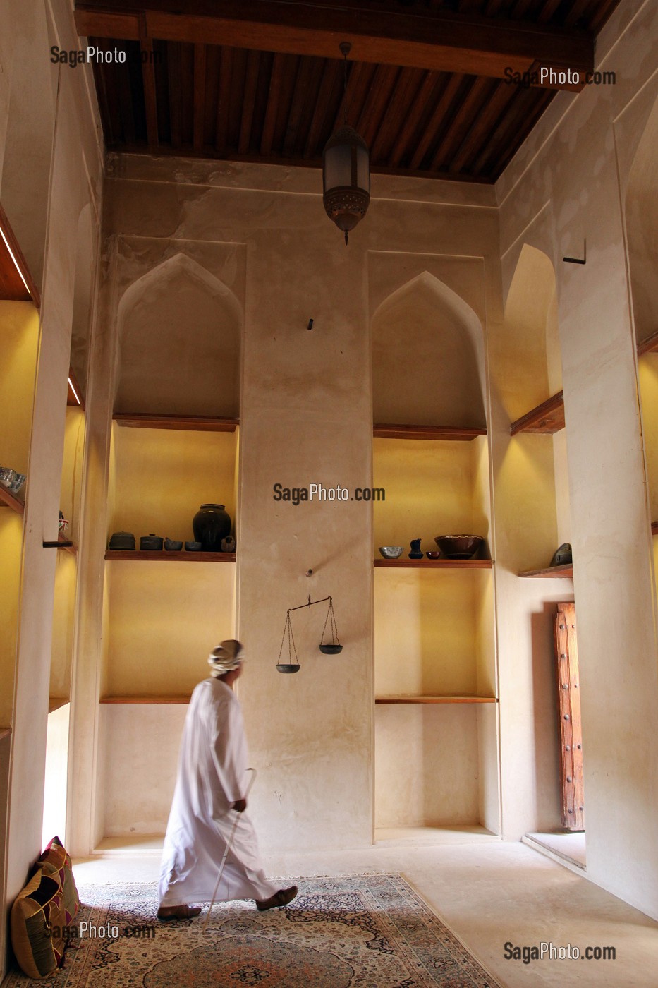INTERIEUR DE L'ANCIENNE COUR DE JUSTICE DU FORT DE JABRIN (17EME SIECLE), SULTANAT D'OMAN, MOYEN-ORIENT 