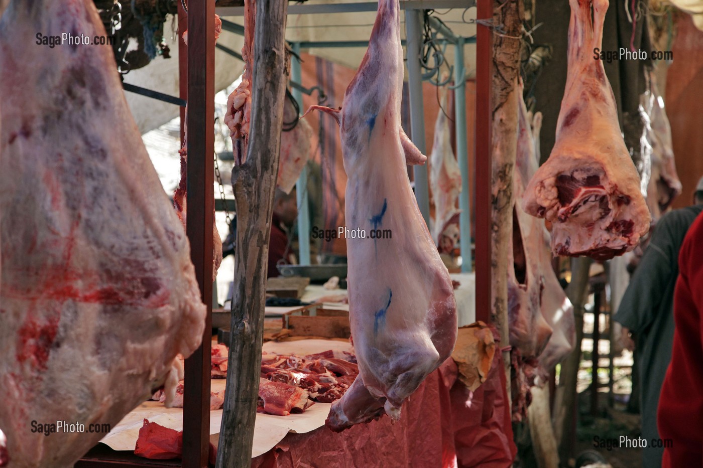 VIANDES HALAL, MARCHE BERBERE DE TAHANAOUTE, MAROC 