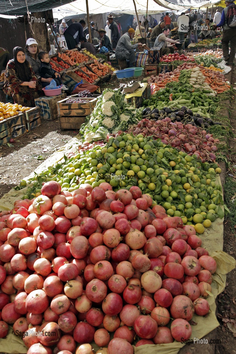 FRUITS ET LEGUMES, MARCHE BERBERE D’ASNI, HAUT-ATLAS, MAROC 