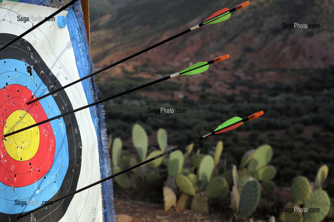 TIR A L'ARC, ACTIVITE SPORTIVE DU DOMAINE DE TERRES D’AMANAR, TAHANAOUTE, AL HAOUZ, MAROC 
