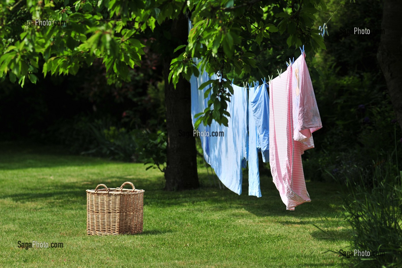 LINGE ETENDU DANS LE JARDIN EN PLEIN AIR 