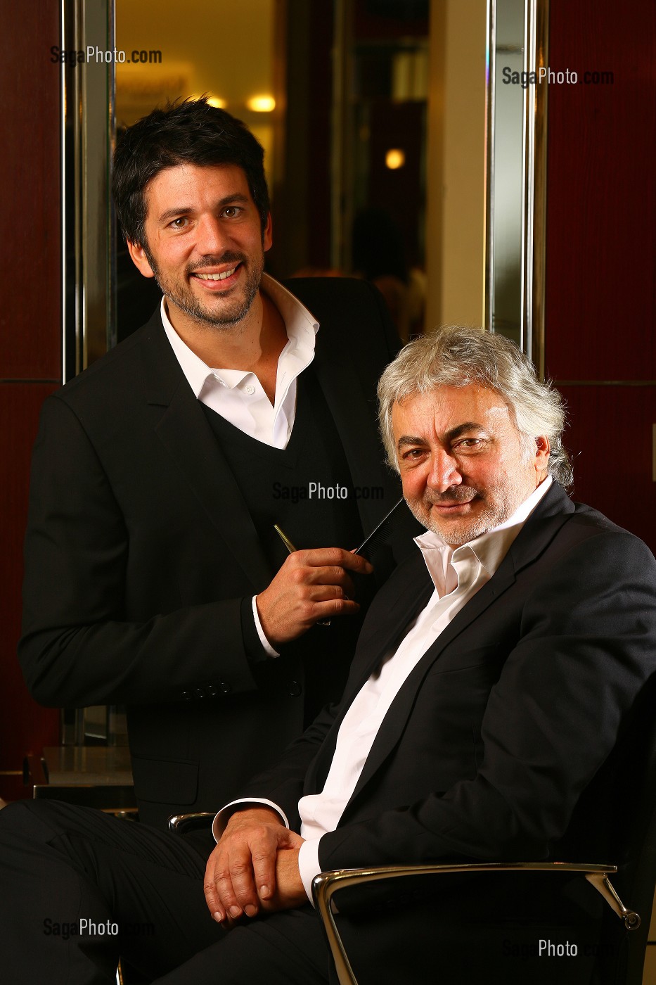FRANCK PROVOST, FONDATEUR DES SALONS DE COIFFURE FRANCK PROVOST ET FABIEN PROVOST SON FILS, TOUS DEUX COIFFEURS 