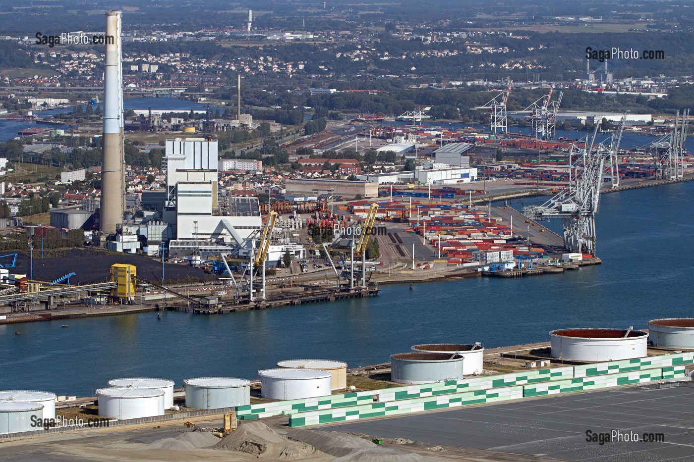 VUE AERIENNE DU GRAND PORT MARITIME DU HAVRE, PORT AUTONOME DE COMMERCE, LE HAVRE, SEINE-MARITIME (76), FRANCE 