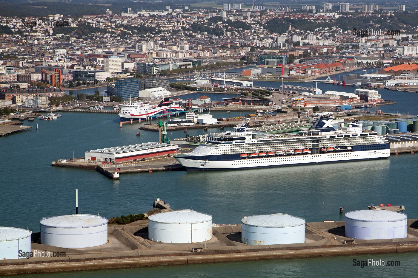 VUE AERIENNE DU GRAND PORT MARITIME DU HAVRE, PORT AUTONOME DE COMMERCE, LE HAVRE, SEINE-MARITIME (76), FRANCE 