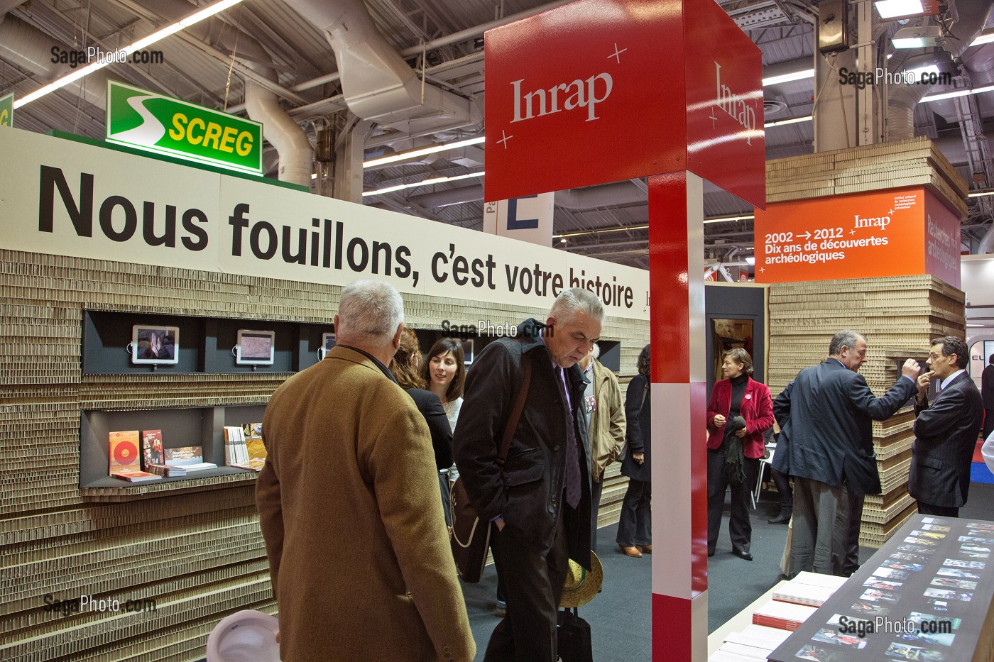 STAND DE L'INRAP, INSTITUT NATIONAL DE RECHERCHES ARCHEOLOGIQUES PREVENTIVES, SALON DES MAIRES ET DES COLLECTIVITES LOCALES 2012, PORTE DE VERSAILLES, PARIS (75), FRANCE 