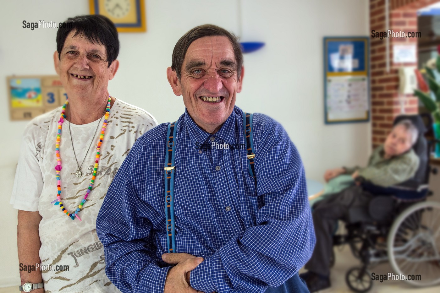 FRERE ET SOEUR, RESIDENTS DE L'EHPAD ANDRE COUTURIER, ETABLISSEMENT PUBLIC DU SUD DE L'EURE, HEBERGEMENT POUR PERSONNES AGEES INDEPENDANTES, RUGLES, EURE (27), FRANCE 