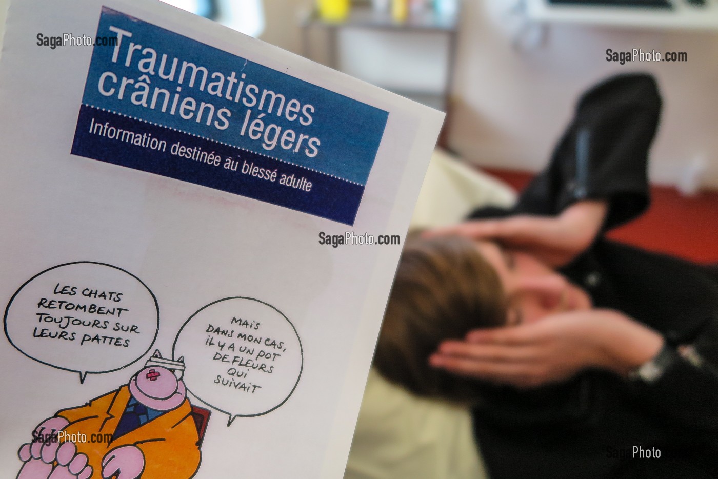 TRAUMATISMES CRANIENS LEGERS, NOTICE D'INFORMATION AU BLESSE ADULTE AUX URGENCES DE L'HOPITAL, VERNEUIL-SUR-AVRE, (27) EURE, FRANCE 