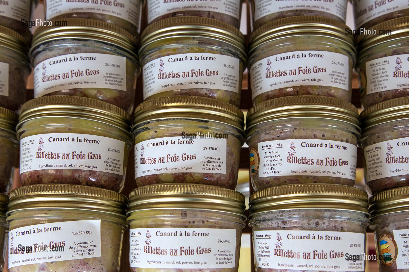RILLETTES AU FOIE GRAS DE CANARD DE VILLEDIEU JOEL, ELEVEURS DE VOLAILLES ET FABRICANT DE FOIE GRAS, BIENVENUE A LA FERME, PRODUITS DE TERROIR DE TERRES D'EURE-ET-LOIR, SAUMERAY (28), FRANCE 